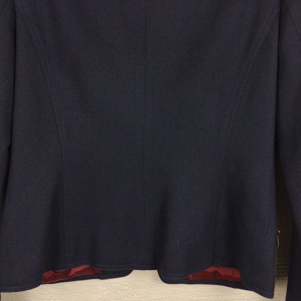 Hugo Buscati Collection Deep Blue Wool Collared Long Sleeve Zip Up Blazer Jacket - Picture 11 of 16